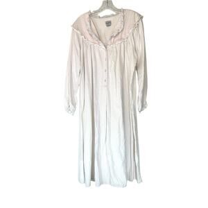 Lanz of Salzburg Pink Dainty Coquette Lounge Cotton Flannel Nightgown Size Large